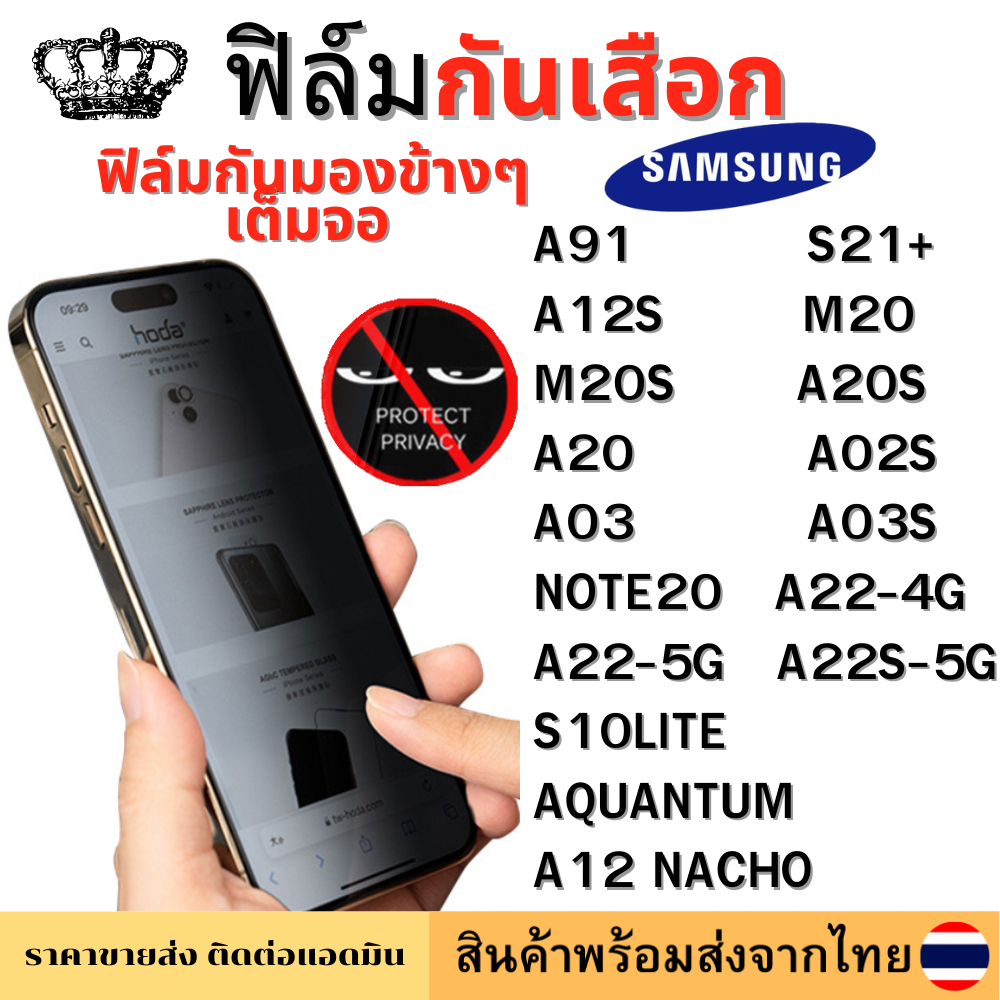 ฟิล์มกันมอง ฟิล์มกันเสือก Samsung S10LITE AQUANTUM A91 NOTE20 M20 M20S A20 A02S A03 A20S A03S A22S A