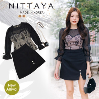 NITTAYA:เซตเสื้อแขนยาวซีทรู+กระโปรง(*รบกวนเช็คสต๊อกก่อนกดสั่งซื้อ)