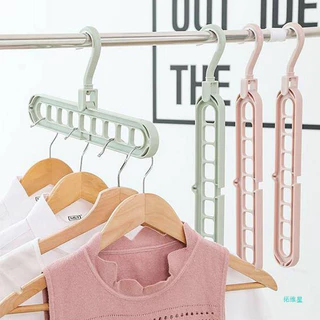 ไม้แขวนผ้า ไม้แขวนเสื้อ 9 ช่อง แบบประหยัดพื้นที่ มีให้เลือกคละสี 5ชิ้น 10ชิ้น