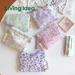 Living idea กระเป๋าใส่เหรียญ นามบัตร กระเป๋าดินสอ ใส่เครื่องสำอาง ขนาดเล็ก พิมพ์ลายดอกไม้ ❣ มีให้เลือก 2ขนาด ❣