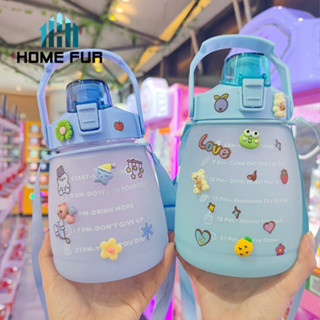 Home Fur กระบอกน้ำ สีพาสเทล ขนาด 1300 ml ตั้งโทรศัพท์ได้ บอกระดับปริมาณน้ำ บอกเวลาดื่มน้ำ มีหลอดดูด สติ๊กเกอร์ฟรี!!!