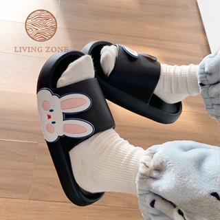 Living Zone : รองเท้าแตะแบบสวม แฟชั่นสไตล์เกาหลี 🐰ลายกระต่าย🐰 นุ่มใส่สบายเท้า สินค้าพร้อมส่ง