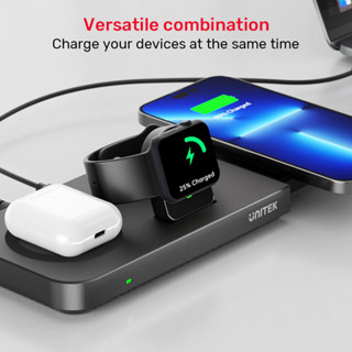 (แท่นชาร์จไร้สาย) UNITEK P1222A MagMighty COMBO 6 6-in-1 Wireless Charging Pad for Smartphone, Apple Watch &amp; Earbuds