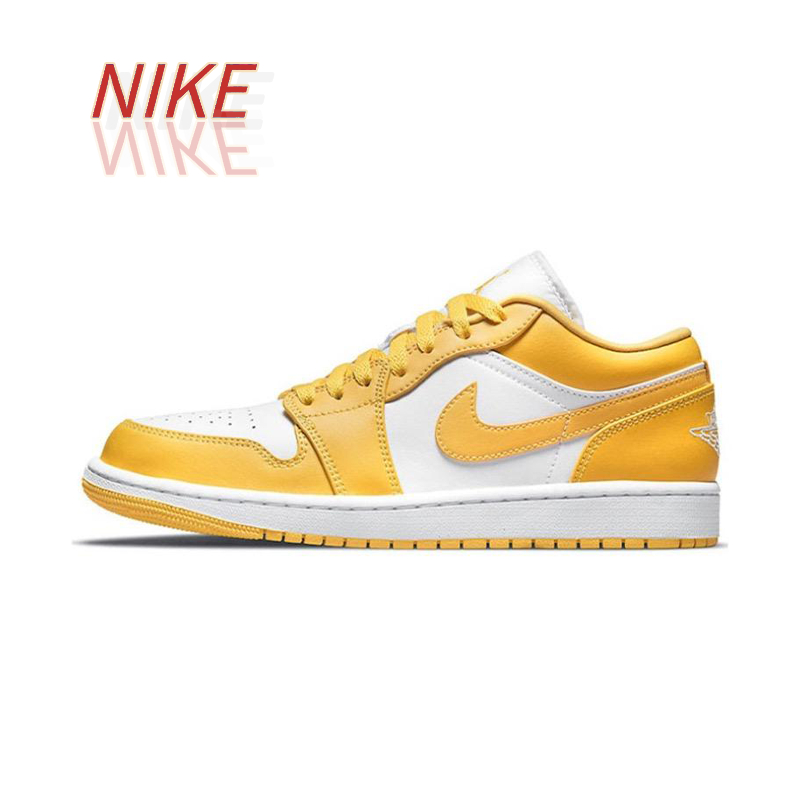 NIKE Air Jordan 1 Low Top Retro รองเท้าผ้าใบสีเหลืองมัสตาร์ด แท้ 100%