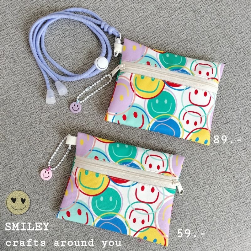 ZipSกระเป๋าผ้าคล้องคอซิปหน้าใบเล็ก ใส่เหรียญ บัตร การ์ด  เครื่องสำอางค์ ใส่หูฟัง กุญแจ