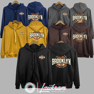 เสื้อคลุมกันหนาวมีฮู้ด Zip-Up Brooklyn ผ้าหนานุ่มใส่สบาย
