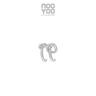 NooYoo ต่างหูสำหรับผิวแพ้ง่าย Double Flower Ear Cuff Surgical Steel