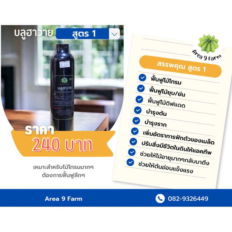 บลูฮาวาย สูตร 1 ฟื้นฟูและบำรุงแคคตัสให้แข็งแรง สดใส 300ml”