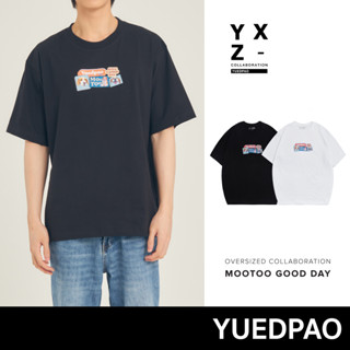 Yuedpao x Mootoo ยอดขาย No.1 รับประกันไม่ย้วย 2 ปี เสื้อยืดเปล่า เสื้อยืด Oversize Collab Mootoo Good day