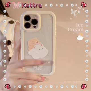 💜Kettra💜การ์ตูน ลูกแมว ขอบขาว เคสใส iPhone 11 14 pro max ป้องกันการหล่น ขอบเต็ม สาวน่ารักหัวใจ case for iPhone 12 13