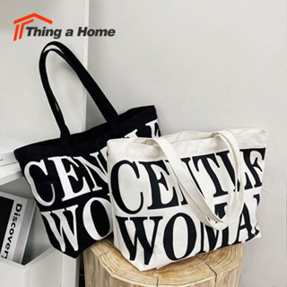 Thing a Home ʕ◡‿◡✿ʔ กระเป๋าผ้าแบบสะพายลาย Gentlewomen สุดฮิต สะพายชิคๆเก๋ๆ สินค้าพร้อมส่ง✿