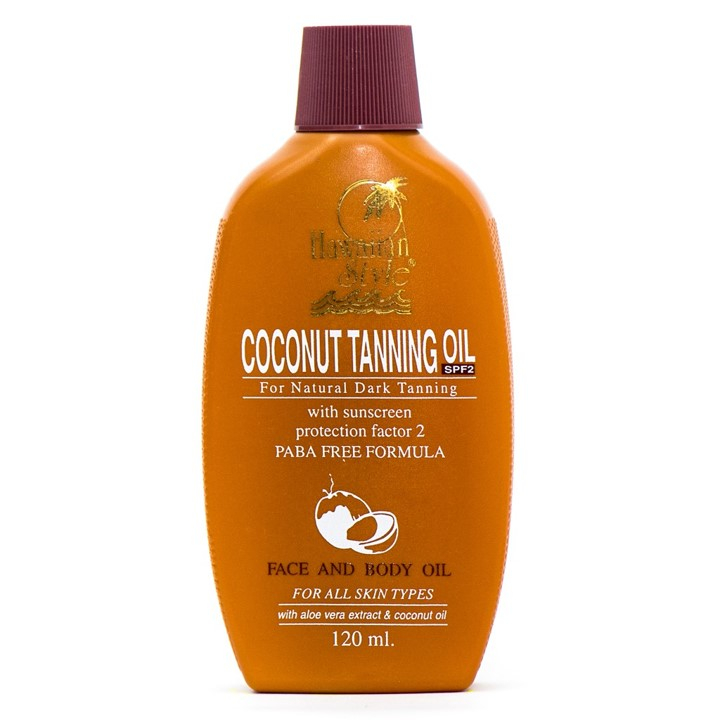 HAWAIIAN STYLE COCONUT TANNING OIL SPF2 ฮาวายเอียน สไตล์ โคโคนัท ออยล์ ครีมกันแดด 100ml.
