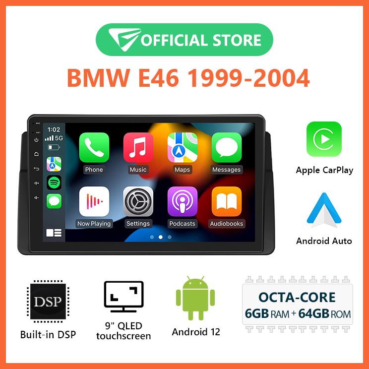 เครื่องเล่นรถยนต์ Eonon BMW E46 Android 12 พร้อม Apple CarPlay และ Android Auto QLED DSP E46A12S