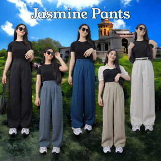 Jasmine Pants กางเกงเอวสูงขากระบอกใหญ่ผ้าลินลี่