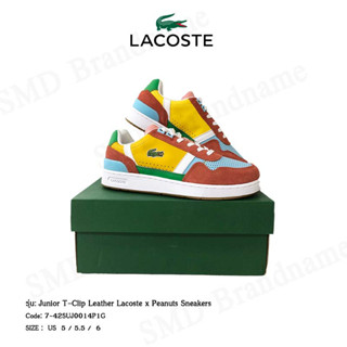 Lacoste รองเท้าผ้าใบ รุ่น Junior T-Clip Leather Lacoste x Peanuts Sneakers Code: 7-42SUJ0014P1G