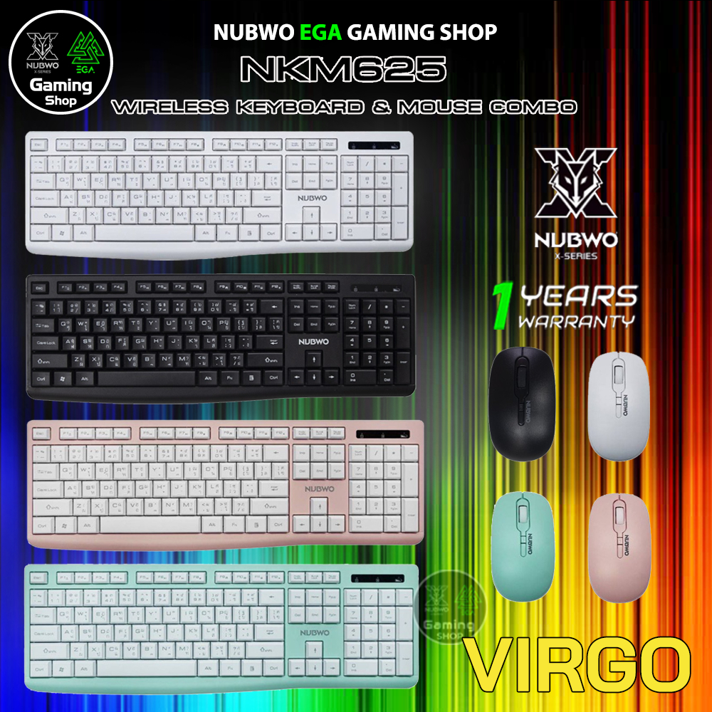 🎮 GAMING NUBWO NKM-625 VIRGO WIRELESS KEYBOARD & MOUSE COMBO คีย์บอร์ด เมาส์ ไร้สาย ปรับ DPI สูงสุด 