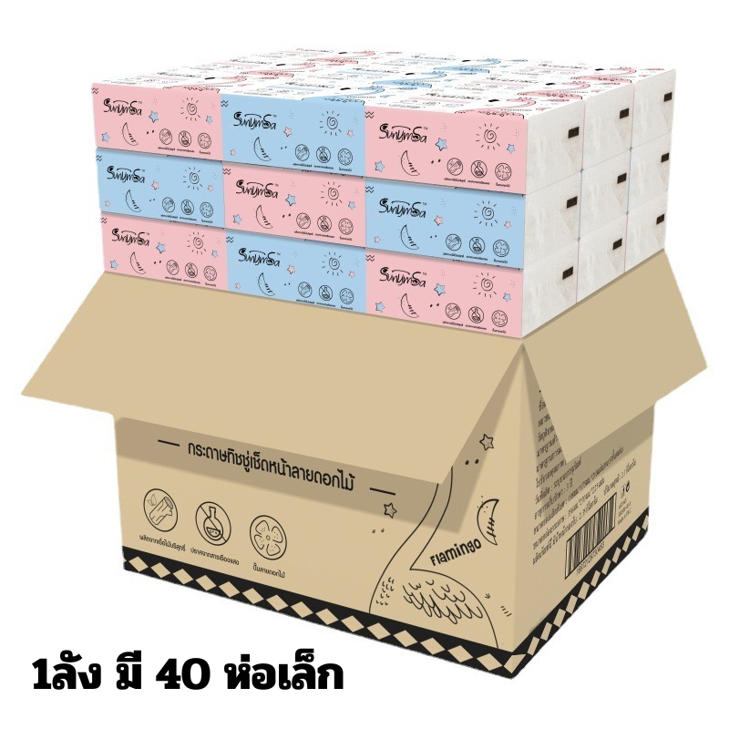 ทิชชู่ ฟลามิงโก กระดาษทิชชู่ ยกลัง(1ลังมี40ห่อ) 1ห่อมี 210แผ่น ไม่เป็นขุย