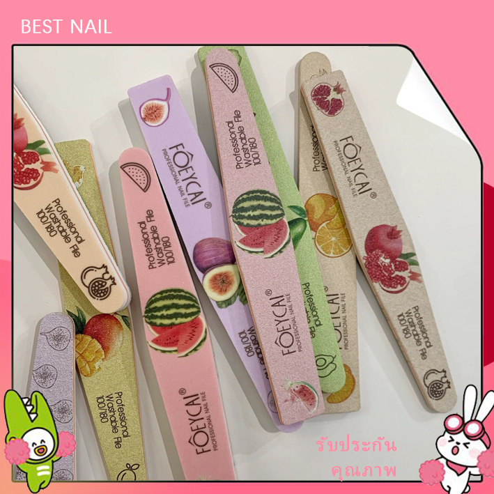 Nail กระดาษทรายสีทาเล็บ Macaron ชุดผลไม้ตรง ตะไบเล็บ การพิมพ์ แถบขัดเล็บ ตัดแต่งฟันตะไบแต่งหน้าเล็บ ลายผลไม้ ตะไบขัดหน