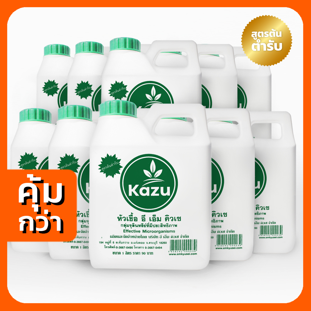 EM ( Kazu ) 1 ลิตร x 10 - หัวเชื้อจุลินทรีย์อีเอ็ม Kazu ( อีเอ็มคิวเซ ) แท้ 100%