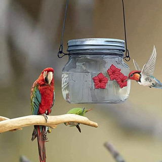 Neptuner แขวน Hummingbird Feeder ตกแต่งสวนพลาสติก PVC กลางแจ้งด้วยดอกไม้เทียมสำหรับนกสัตว์เลี้ยง