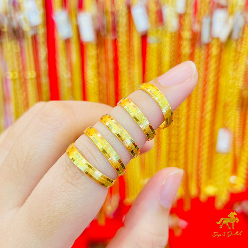 ผ่อน SPayLater ได้ แหวนทองคำแท้ 1 กรัม ลายเหลี่ยมรุ้ง(ขนแมว) ทองแท้ 96.5% ขายได้ จำนำได้ มีใบรับประกัน