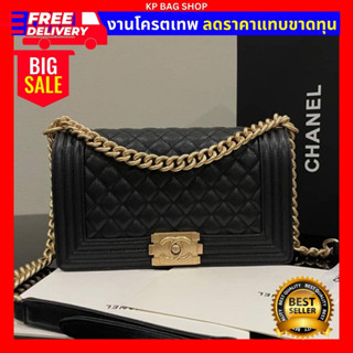 [การันตี งานเปะมาก] Chanel Boy 10 Caviar GHW Original Grade Full Set Option หนังแท้ 100%