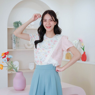 04-281 Molly Floral Pink Blouse - 5 ไซส์