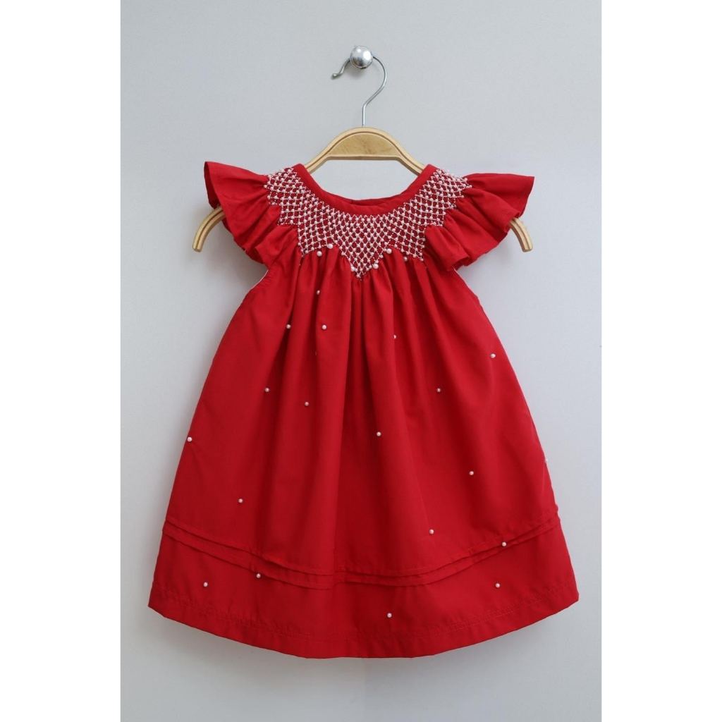 Mini Smock สม็อคเดรส เดรส น่ารัก A003-แดง
