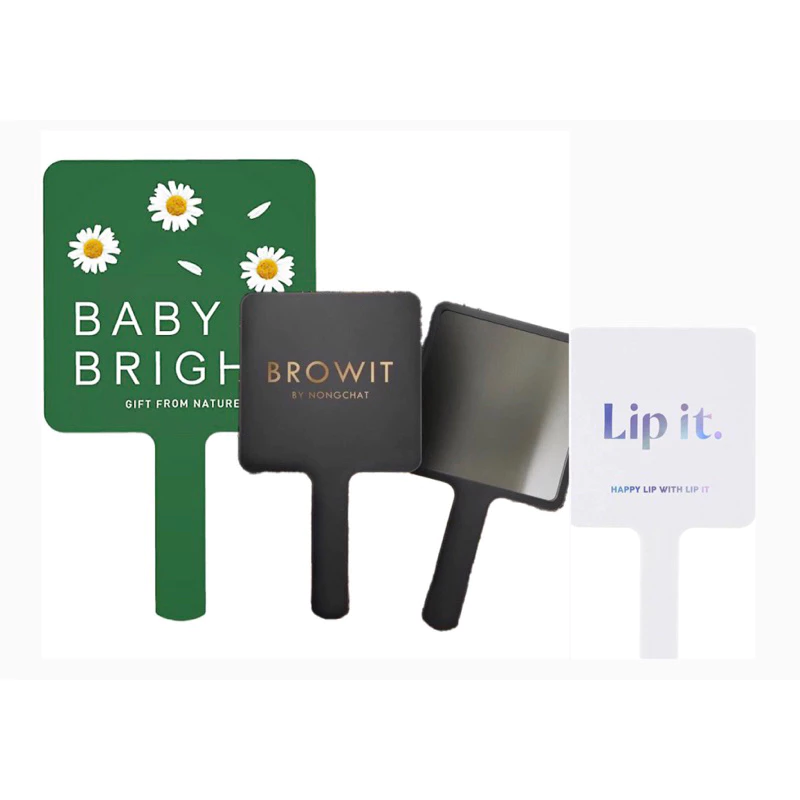 Baby Bright Make Up Mirror เบบี้ไบร์ท เมคอัพ มิลเรอร์ กระจกแต่งหน้า มีด้ามจับ 2 ขนาด 6.5 x 11 cm,12.05z21.07cm