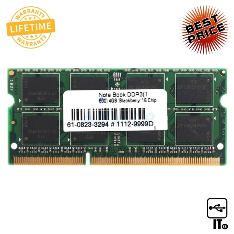 RAM DDR3(1600, NB) 4GB BLACKBERRY 16 CHIP ประกัน LT.  แรมโน๊ตบุ๊ค NOTEBOOK DDR3
