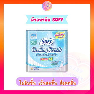 SOFY โซฟี ผ้าอนามัย ลดอับชื้น เย็นสดชื่น ล็อคกลิ่น คูลลิ่งเฟรช ซูเปอร์สลิม 0.1 แบบมีปีก 25 ซม. 14 ชิ้น