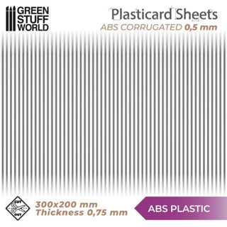 Green Stuff World : ABS Plasticard - CORRUGATED 0.5mm Textured Sheet - A4