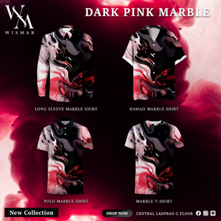 เสื้อเชิ้ตฮาวายแขนสั้นลายหินอ่อน: Hawaii Dark Pink  Marble Shirt(Short-Sleeve)