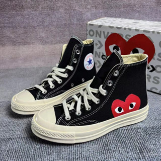 CDG Play X Converse 1970s chuck taylor all star "black" รับประกันของแท้