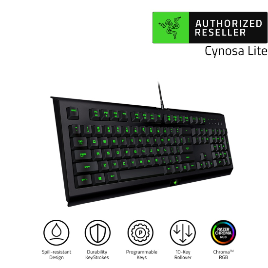 Razer Cynosa Lite Single Zone Chroma RGB Backlighting Spill-Resistant Gaming Keyboard (คีย์บอร์ดเกมม