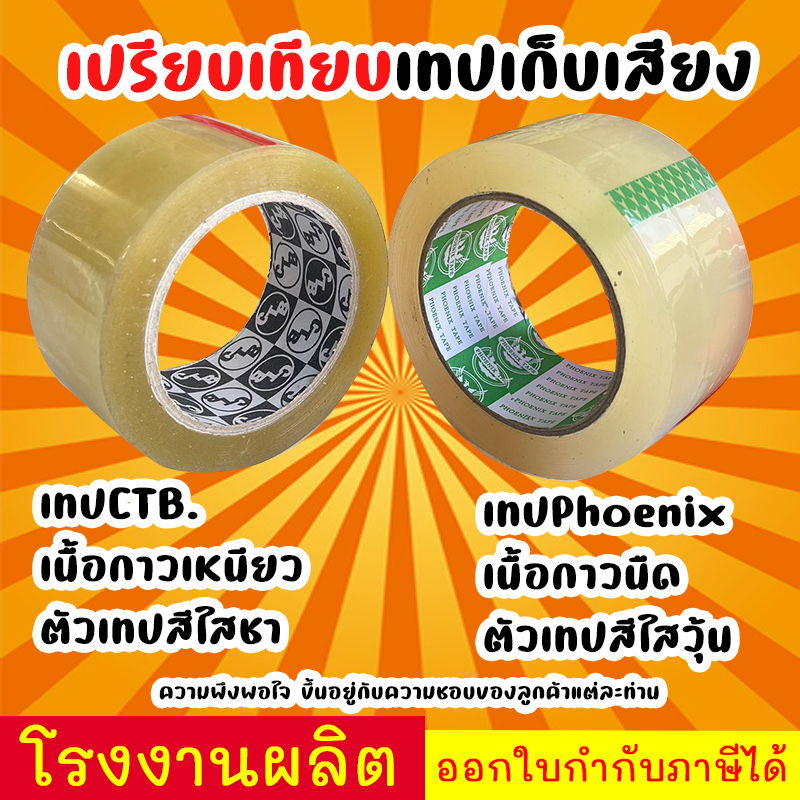 เทปเก็บเสียง 100 หลา 1 ลัง ขุ่น ใส หนา 50 ไมครอน เทปไร้เสียง มี 2 ความยาว 50 กับ 100หลา แกนฟินิกซ์ เทปฟินิกซ์