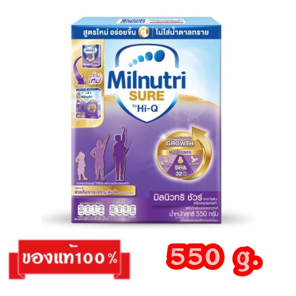 Milk Formula 438 บาท Milnutri SURE_{550g.}_มิลนิวทริชัวร์ อร่อย!!ไม่ใส่น้ำตาลทราย Mom & Baby