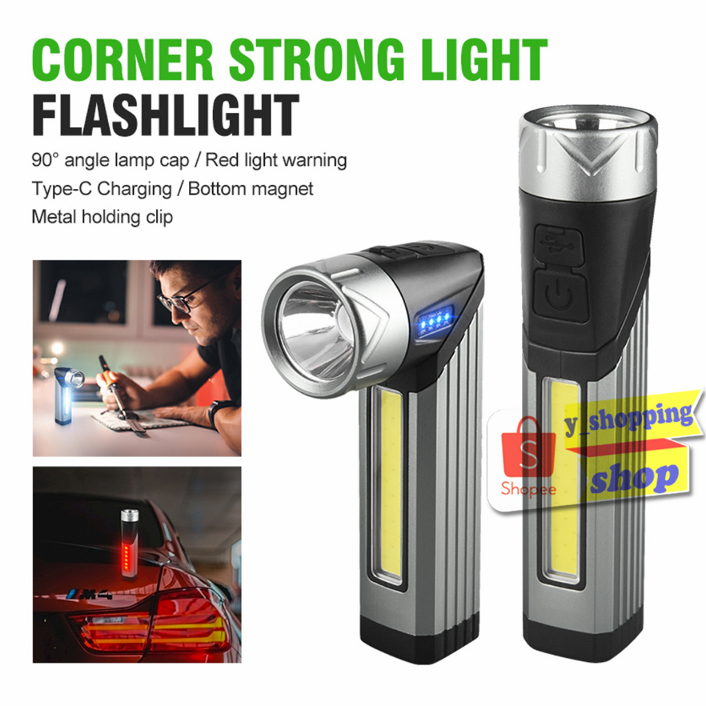 ไฟฉายพกพาทำงาน 90° FOLD flashlightแรงสูง สามารถปรับได้7โหมด มีแม่เหล็กในตัว