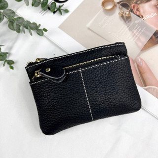 กระเป๋าใส่เหรียญ หนังแท้ 3 ซิบ หนังด้าน มีสายโซ่คล้องกุญแจ ใ…