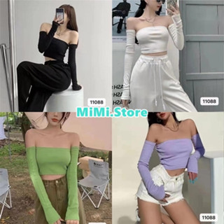 MiMi ✨พร้อมส่ง✨ เสื้อครอปปาดไหล่สไตล์เซ็กซี่