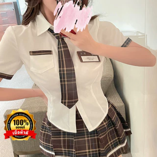ชุดนอนเซ็กซี่ ชุดนักเรียน 💍ของแท้เกรดดี 🌟มีหลายไซต์ M-5XL 40-100kg กระโปรงบานสั้นลายสก็อตสีแดง N-810