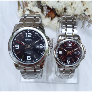 นาฬิกาคู่รัก Casio รุ่น MTP-1314D-1A และ LTP-1314D-1A สายแสตนเลสหน้าปัดดำ - ของแท้ 100% รับประกันศูนย์ CMG 1 ปีเต็ม