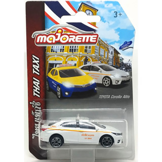 Majorette Toyota Corolla Altis - Thai Taxi - Yellow Stripes - White ล้อ D5S Scale 1/61 (8cm) package แบบยาว