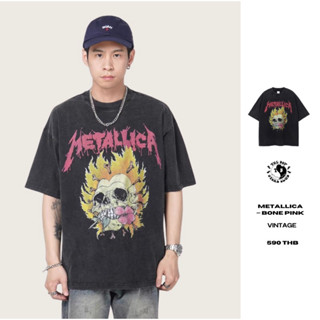 THEBOY-METALLICA BONE PINK VINTAGE เสื้อยืดวินเทจ