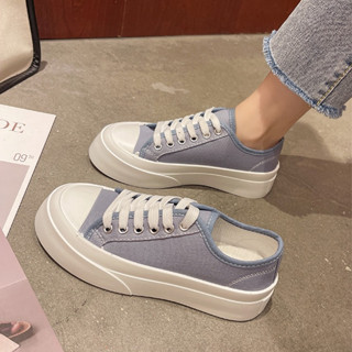 OhBlablaShoes   รองเท้าผ้าใบ พื้นหนา   สี BLUE JEANS