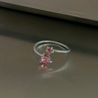 SissyJewelry // แหวนเงินแท้ รุ่น  Heart &amp; round clear open ring