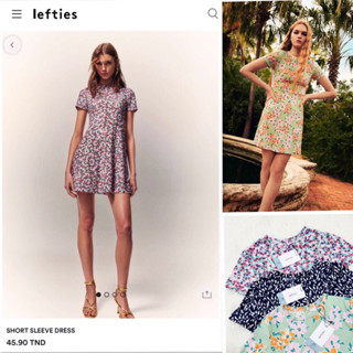 Lefties midi dress เดรสลายดอก ทรงสลิม นี้ผ้าโพลีเอสเตอร์ มีกระดุมหลัง