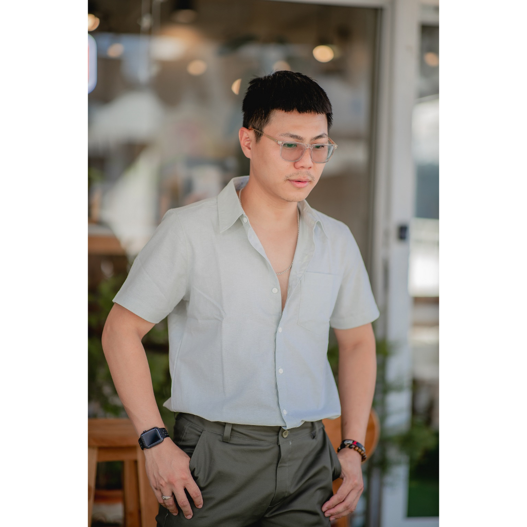 เสื้อเชิ๊ต-ผ้าคอตตอน-คอปก-แขนสั้น