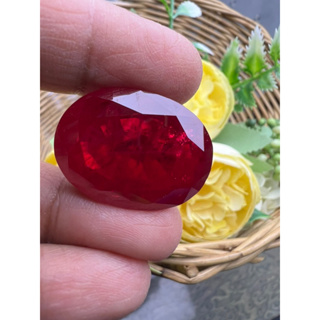 Thai Ruby Lab created oval 15x22mm 1 pieces corundum hardness พลอย ทับทิม รูบี้ ของเทียม สีแดง รูปไข่  ผ่านการเผา