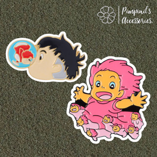 ʕ •ᴥ•ʔ ✿ พร้อมส่ง : เข็มกลัดเซ็ทโปเนียวและโซสุเกะ ธิดาสมุทรผจญภัย | Ponyo &amp; Sosuke - Ghibli Studio Enamel Brooch Pin Set